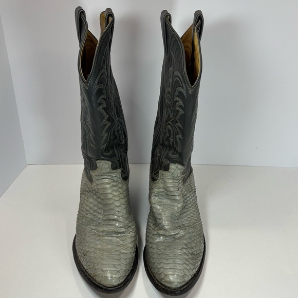 Men’s Justin Boots 8670 Natural Snake Skin Grey Leather Cowboy Boots Size 9 E - Picture 3 of 10